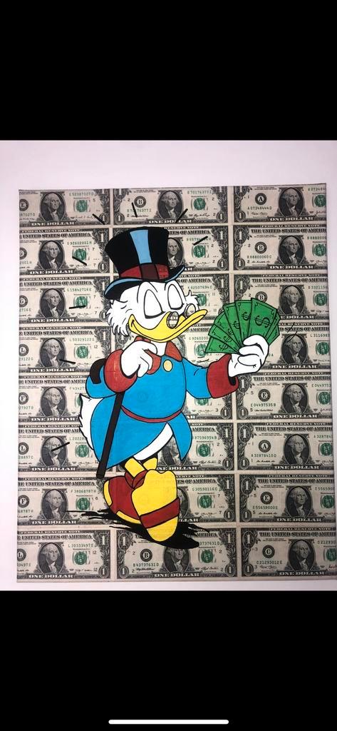 Dagobert Duck Schilderij op Dollar Achtergrond, Antiek en Kunst, Kunst | Schilderijen | Modern, Ophalen of Verzenden