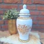 Vintage vaas/ urn van porcelein met prachtig goud decor, Ophalen of Verzenden
