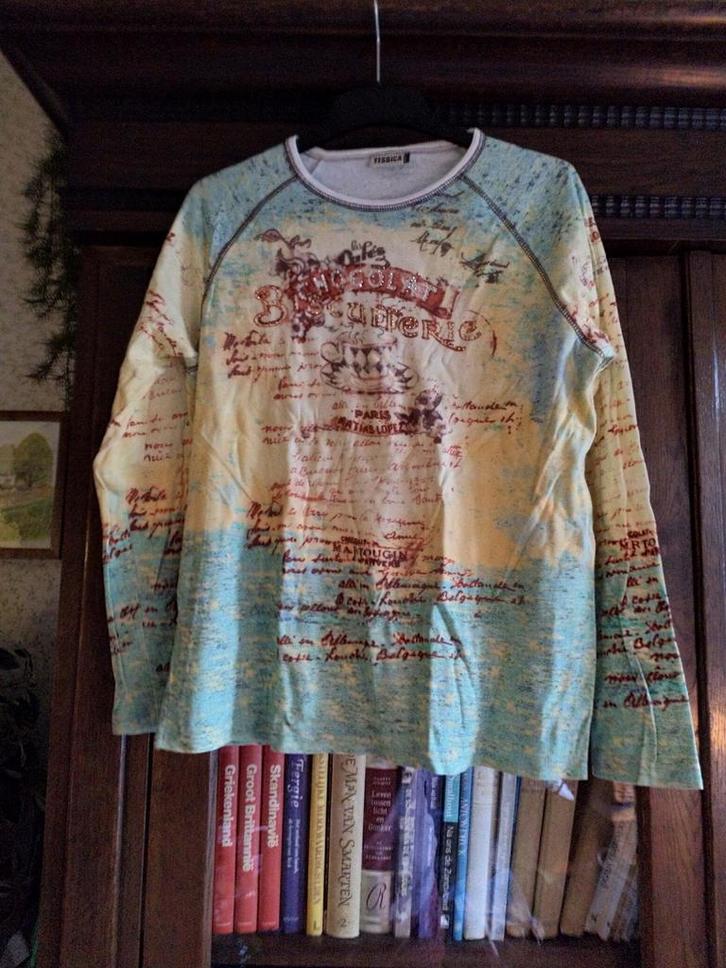 Yessica top katoen maat 38/40 geel oranje licht aqua, Kleding | Dames, Tops, Zo goed als nieuw, Maat 38/40 (M), Oranje, Zonder mouw