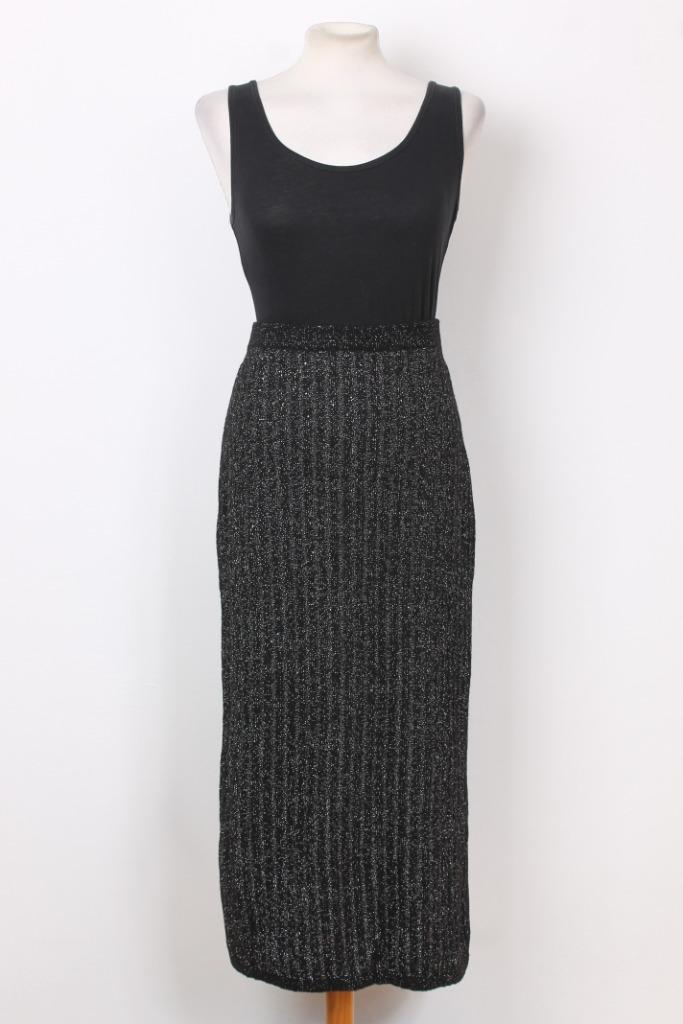 Kerst! Lamswollen rok met zilver MARIELLA maat M, Kleding | Dames, Rokken, Zo goed als nieuw, Maat 38/40 (M), Zwart, Onder de knie