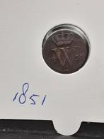 Halve cent 1851 koning Willem III, Postzegels en Munten, Munten | Nederland, Ophalen of Verzenden, Koning Willem III, Overige waardes