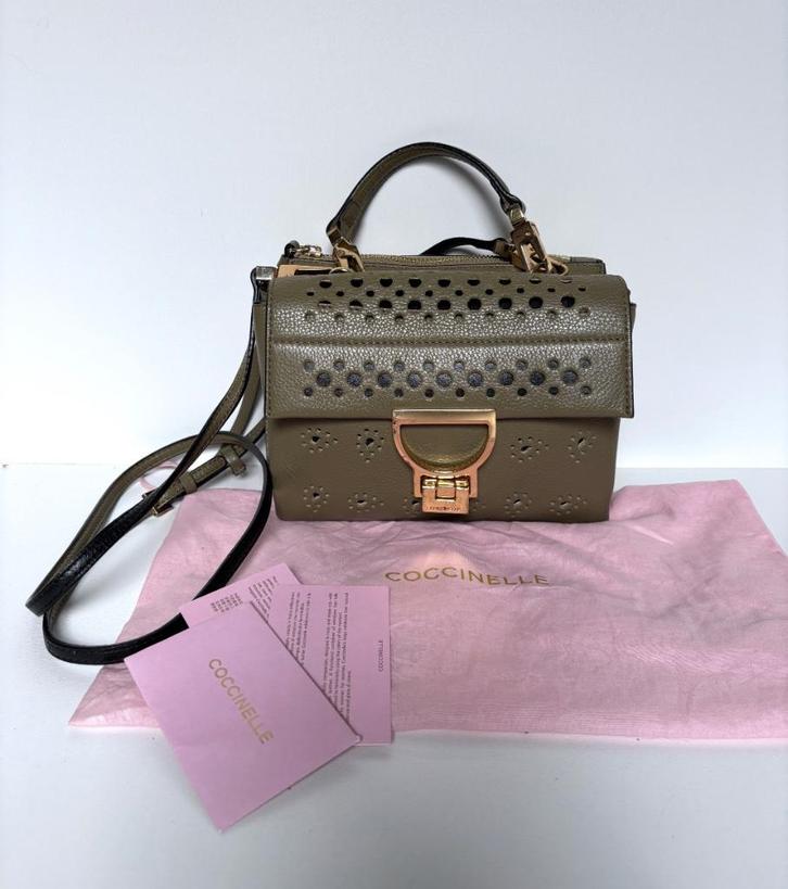 COCCINELLE Groen leren schouder tas bag, Sieraden, Tassen en Uiterlijk, Tassen | Damestassen, Zo goed als nieuw, Schoudertasje