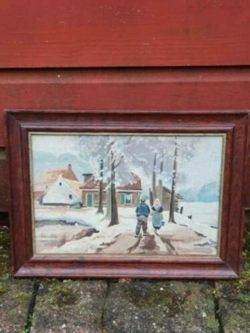winterlandschap West Friesland klederdracht boerderij, Antiek en Kunst, Kunst | Schilderijen | Klassiek, Ophalen