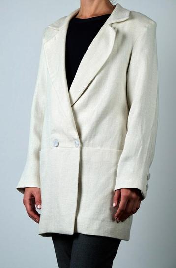 Linnen wollen Blazer Ecru damesjasje tweed M 38 nieuw
 beschikbaar voor biedingen
