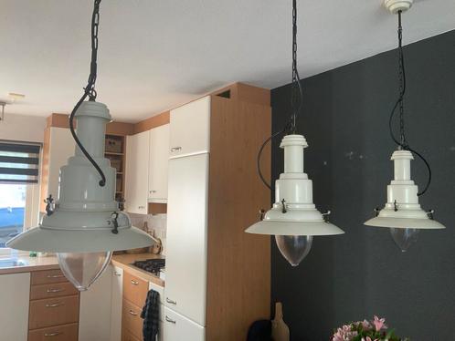 Te koop 3 zeer mooie hanglampen ( scheepslampen )., Huis en Inrichting, Lampen | Hanglampen, Gebruikt, Ophalen of Verzenden