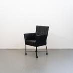 8x Montis Geraldine Fauteuil Zwart Leer - Zwart/Wiel, Minder dan 75 cm, Ophalen of Verzenden, Zo goed als nieuw, Metaal