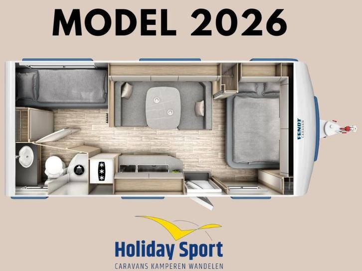 Fendt Bianco Activ 560 SKM modeljaar 2026, Caravans en Kamperen, Caravans, Bedrijf, tot en met 5, 1250 - 1500 kg, Treinzit, Fendt