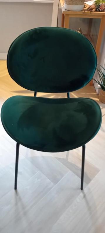 6 Donkergroene Fluweel Eetkamerstoelen beschikbaar voor biedingen