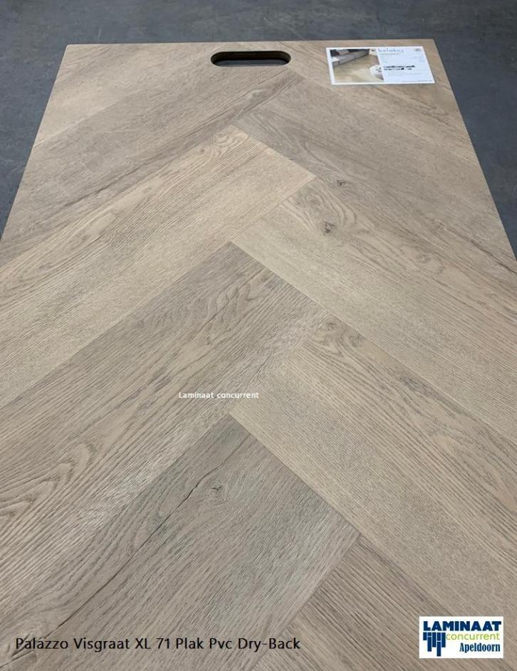 Belakos  Visgraat Plak Pvc Pallazo 71 €24,45m2 incl.btw, Huis en Inrichting, Stoffering | Vloerbedekking, Gebruikt, Laminaat, Beige