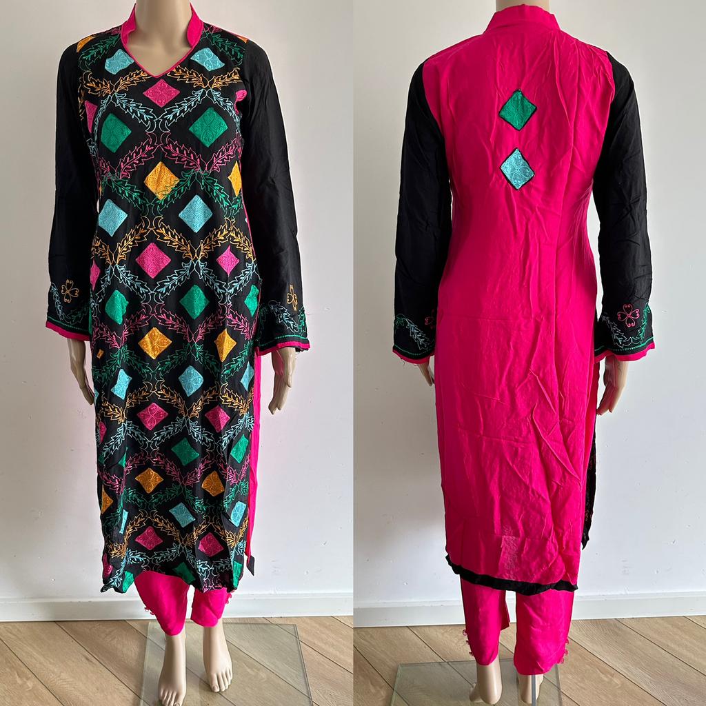 Salwar kameez anarkali churidar saree lengha jurk roze S, Zwart, Ophalen of Verzenden, Zo goed als nieuw, Maat 36 (S)