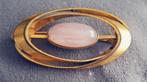 Broche Amerik K&L verguld met rose kwarts steen, Overige materialen, Gebruikt, Minder dan 4 cm, Ophalen of Verzenden