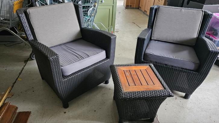 Wicker Tuinset - 2 Stoelen & Tafel, Tuin en Terras, Tuinsets en Loungesets, Zo goed als nieuw, Tuinset, Wicker, 2 zitplaatsen