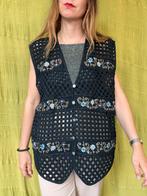 Vintage gilet / waistcoat - zwart - 3XL / 46, Vintage, Ophalen of Verzenden, Gedragen