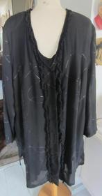 grote zwarte voile met glansstreepjes tuniek  oto 75 cm, Ophalen of Verzenden, Zo goed als nieuw, Maat 46/48 (XL) of groter, Zwart