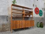 Vintage Jaren 60 Wandmeubel Mid Century Design Vitrinekast 3, Gebruikt, Metaal, 150 tot 200 cm, Ophalen of Verzenden