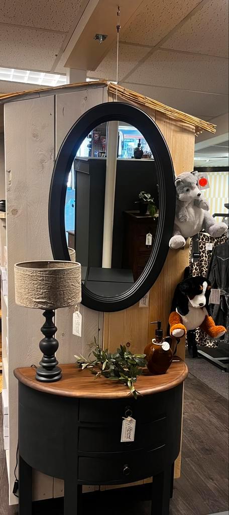 Eiken ovale spiegel, Huis en Inrichting, Woonaccessoires | Spiegels, Zo goed als nieuw, 50 tot 75 cm, Minder dan 100 cm, Ovaal