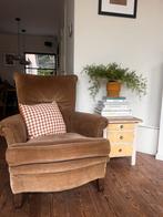 Vintage fauteuil, mosterdkleur, rib, Huis en Inrichting, Fauteuils, Ophalen, Gebruikt, Minder dan 75 cm, Vintage