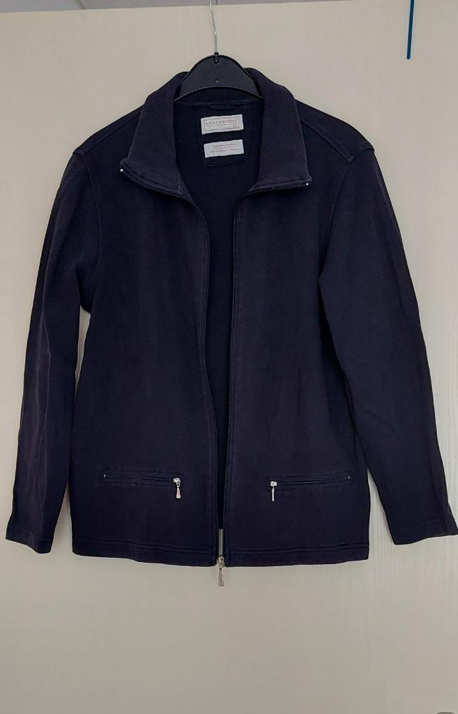 Donkerblauw jasje vestje, Lisa Campione, maat 42, Kleding | Dames, Truien en Vesten, Zo goed als nieuw, Maat 42/44 (L), Blauw