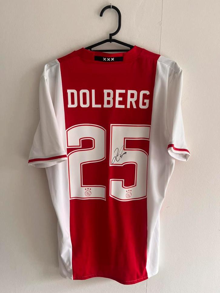 Gesigneerd Kasper Dolberg Ajax 2016/17 thuisshirt, Verzamelen, Sportartikelen en Voetbal, Zo goed als nieuw, Shirt, Ajax, Ophalen of Verzenden