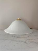 Vintage witte half hoedje wandlamp glas melkglas lampenkap, Verzenden, Zo goed als nieuw, Glas