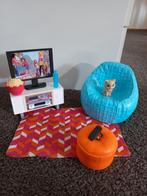 Barbie Woonkamer Set - TV, Stoel, Accessoires, Ophalen of Verzenden, Zo goed als nieuw, Barbie