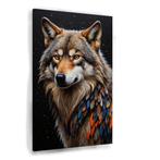 Schilderij van een wolf canvas 60x90cm - 18mm., Huis en Inrichting, Woonaccessoires | Schilderijen, Tekeningen en Foto's, Nieuw
