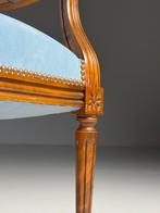 Set van 2 Franse stoelen blauw, Huis en Inrichting, Fauteuils, Ophalen, Zo goed als nieuw, 75 tot 100 cm, 50 tot 75 cm