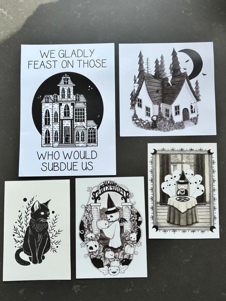 Art print / kunstdruk vijf stuks, Antiek en Kunst, Kunst | Tekeningen en Foto's, Ophalen of Verzenden