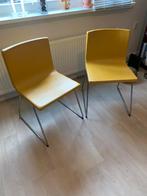 Gele leren stoelen, Huis en Inrichting, Stoelen, Ophalen, Zo goed als nieuw, Twee