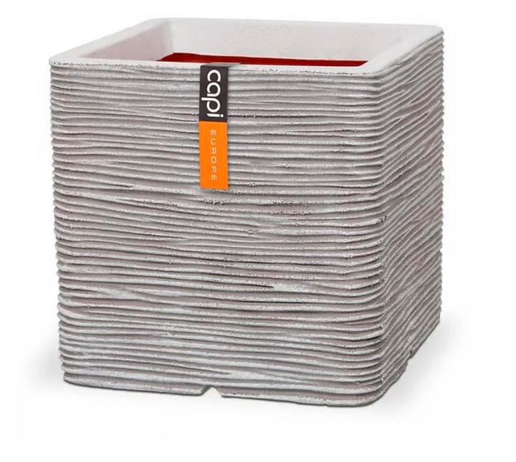 Buiten Vierkante potten rib 40x40x40 capi europe, Tuin en Terras, Bloembakken en Plantenbakken, Zo goed als nieuw, Kunststof, Rond