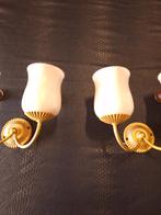 Set van 2 Franse brocante vintage wandlampjes, lampjes, Huis en Inrichting, Gebruikt, Vintage, Ophalen of Verzenden, Glas