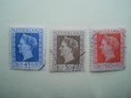 Nederland 1948 Kon. Wilhelmina serie Nvph.487-489 gestempeld, Postzegels en Munten, Postzegels | Nederland, Na 1940, Ophalen of Verzenden