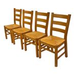 Vintage Set van 6 eetkamerstoelen eiken en riet design, Huis en Inrichting, Stoelen, Riet of Rotan, Gebruikt, Bruin, Vintage