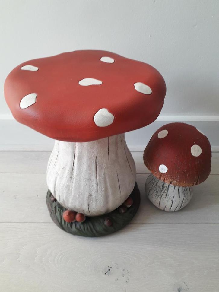 Set 2 bos paddestoelenrood met witte stippen herfst deco, Huis en Inrichting, Woonaccessoires | Overige, Zo goed als nieuw, Ophalen of Verzenden