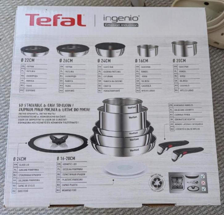 Tefal Ingenio Emotion Pannenset - Inductie, Huis en Inrichting, Keuken | Potten en Pannen, Nieuw, Pannenset, Rvs, Inductieplaat