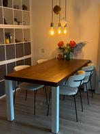 Eettafel met 4 stoelen - 100x250cm, Ophalen, Gebruikt, 200 cm of meer, 50 tot 100 cm