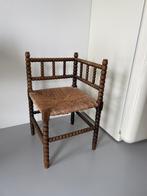 TEAB Breistoel Vintage hoekstoel bobbin antiek hout riet, Huis en Inrichting, Ophalen, Riet of Rotan, Gebruikt, Bruin