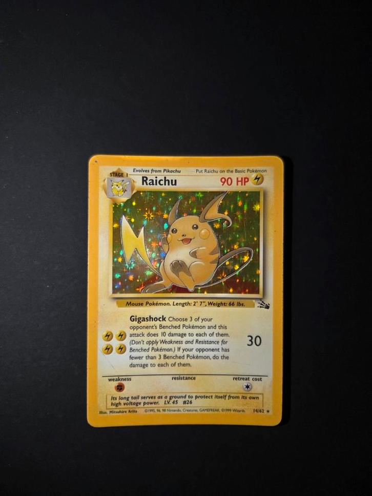 Raichu 14/62 Pokemon Fossil holo, Hobby en Vrije tijd, Verzamelkaartspellen | Pokémon, Gebruikt, Booster, Foil, Ophalen of Verzenden