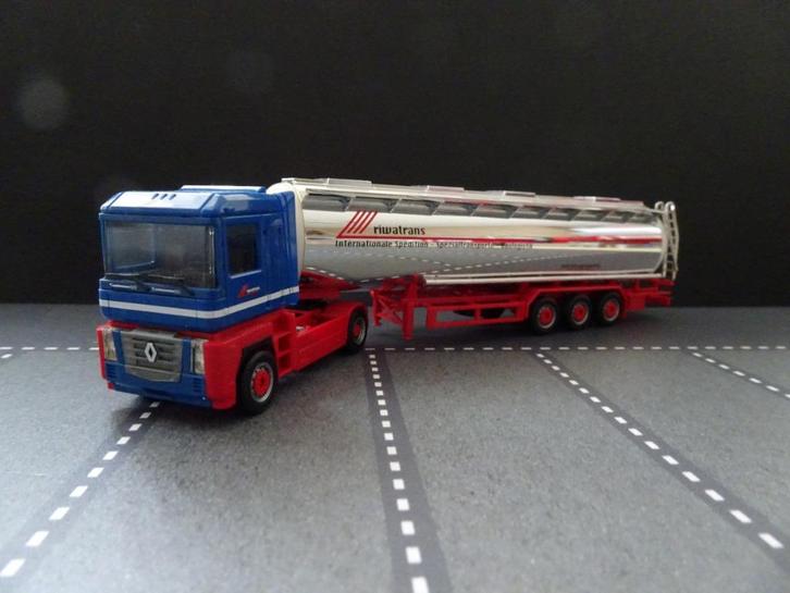 934 herpa renault ae riwatrans tank oplegger 1:87 truck, Hobby en Vrije tijd, Modelauto's | 1:87, Zo goed als nieuw, Bus of Vrachtwagen