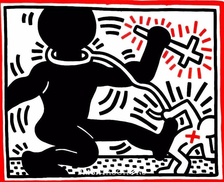 Untiteld - Keith Haring, Antiek en Kunst, Kunst | Schilderijen | Abstract, Ophalen