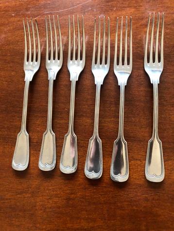 6 prachtige antieke vorken  zilver pleet 90. beschikbaar voor biedingen
