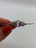 T937 Prachtige zilveren broche mystic topaas, Ophalen of Verzenden, Zilver, Broche, Met edelsteen