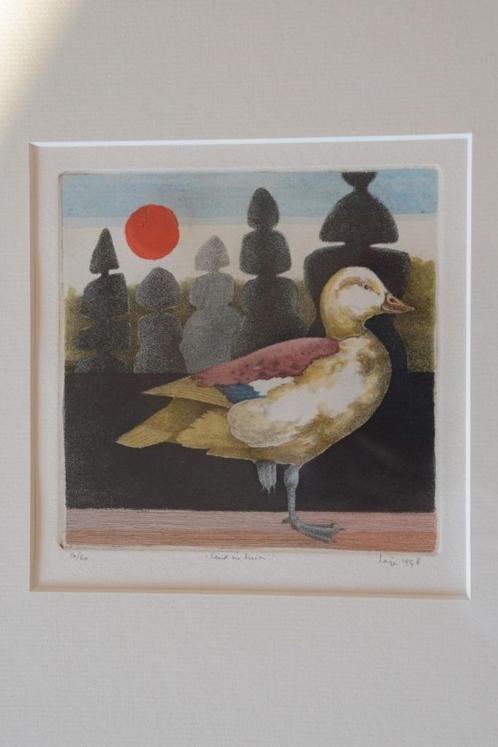 “Eend in tuin” (nr 16 van 60), Huis en Inrichting, Woonaccessoires | Schilderijen, Tekeningen en Foto's, Gebruikt, Schilderij