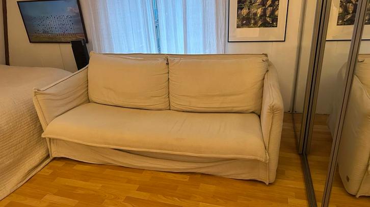 GRATIS Linnen bank, Huis en Inrichting, Banken | Sofa's en Chaises Longues, Zo goed als nieuw, Tweepersoons, 150 tot 200 cm, 75 tot 100 cm