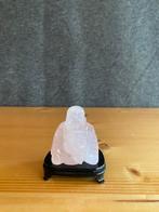 Vintage roze gesteente Boeddha op plato 6 cm hoog, Ophalen of Verzenden