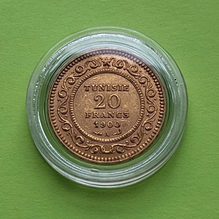 Tunesie 1900 - 20 Francs - 5,8 gram goud, Postzegels en Munten, Edelmetalen en Baren, Goud, Ophalen of Verzenden