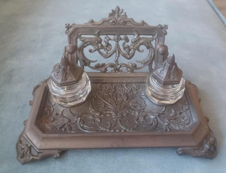 Antiek 19e eeuwse Gietijzeren Inktstel F.L. Volbach Germany, Antiek en Kunst, Antiek | Woonaccessoires, Ophalen of Verzenden