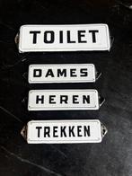 Emaille reclamborden set Toilet/Dames/Heren/trekken, Ophalen of Verzenden, Gebruikt, Reclamebord