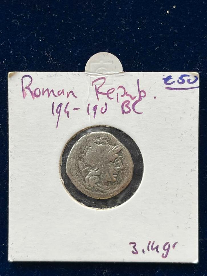Romeinse Republiek Denarius 194-190 v.Chr., Postzegels en Munten, Munten | Nederland, Losse munt, Overige waardes, Vóór koninkrijk