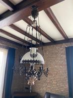 antieke hang olielamp, Huis en Inrichting, Lampen | Hanglampen, Ophalen, Zo goed als nieuw, Glas, 50 tot 75 cm